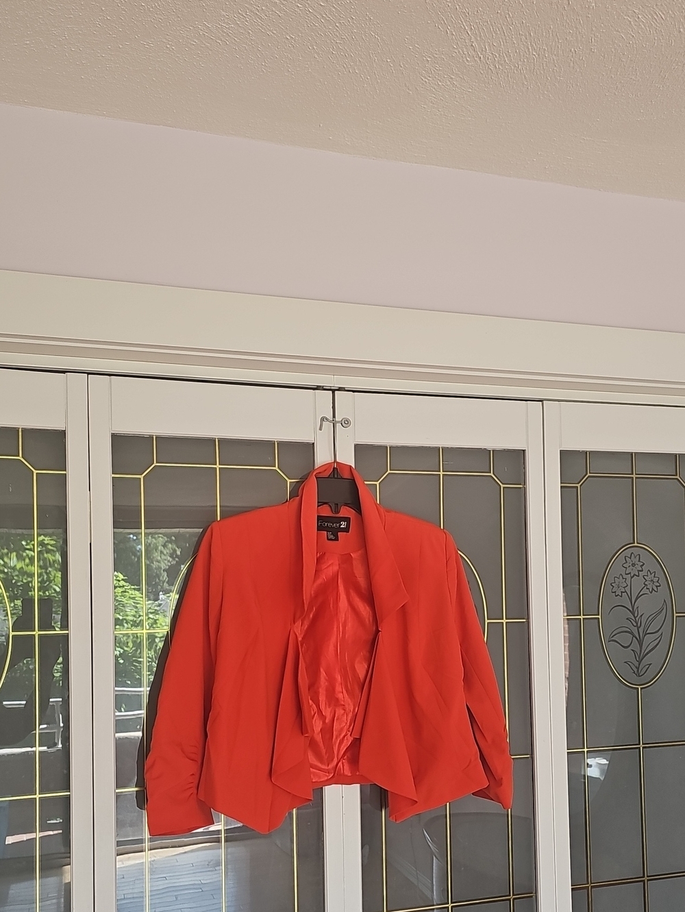 Forever 21 Bright Red Draped Cropped Blazer